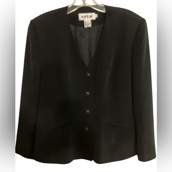 Silk Women’s Professional Career Elegant Minimalist Layer Blazer Jacket Large - Picture 8 of 8